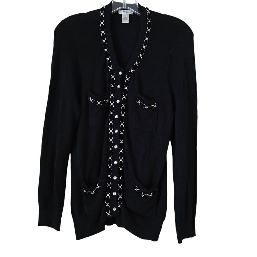 CACHE Vintage Women's Black Cardigan Embellished Size‎ Small Y2K